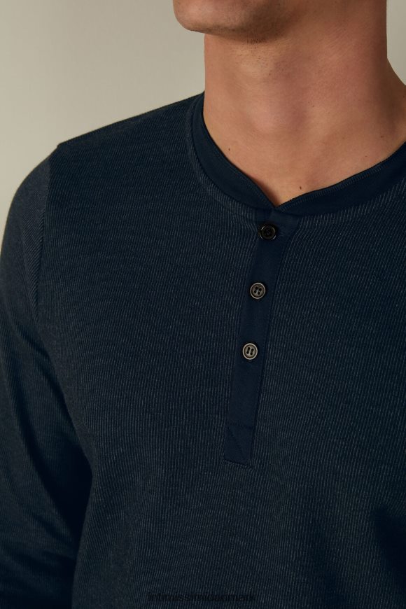 Intimissimi varm langærmet bedstefartop i bomuld Mænd 800-midnatsblå beklædning 8DZ4XJ221