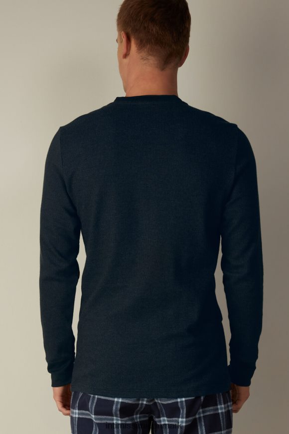 Intimissimi varm langærmet bedstefartop i bomuld Mænd 800-midnatsblå beklædning 8DZ4XJ221