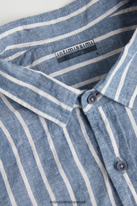 Intimissimi blå denimstribet hør- og bomuldsskjorte Mænd 292j-denim blå/hvide hørstriber beklædning 8DZ4XJ154