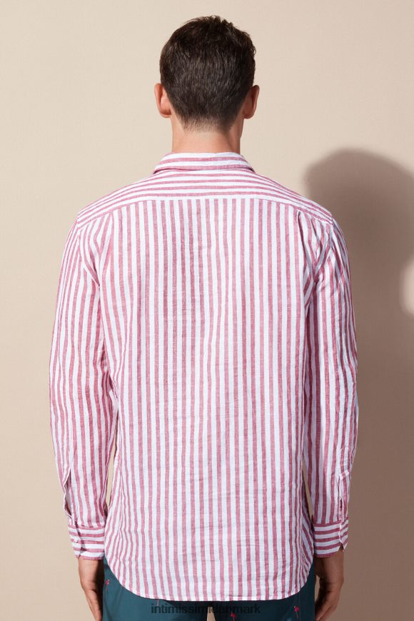 Intimissimi hvid/rød stribet hør og bomuldsskjorte Mænd 291j-hvide røde striber beklædning 8DZ4XJ157