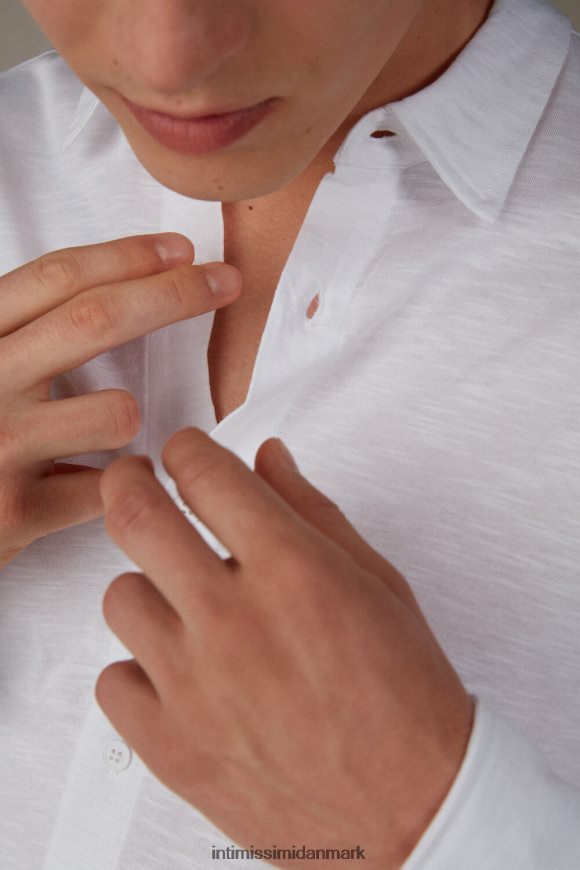 Intimissimi langærmet slub bomuldsskjorte Mænd 001-hvid beklædning 8DZ4XJ214