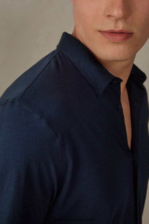 Intimissimi langærmet slub bomuldsskjorte Mænd 800-midnatsblå beklædning 8DZ4XJ213