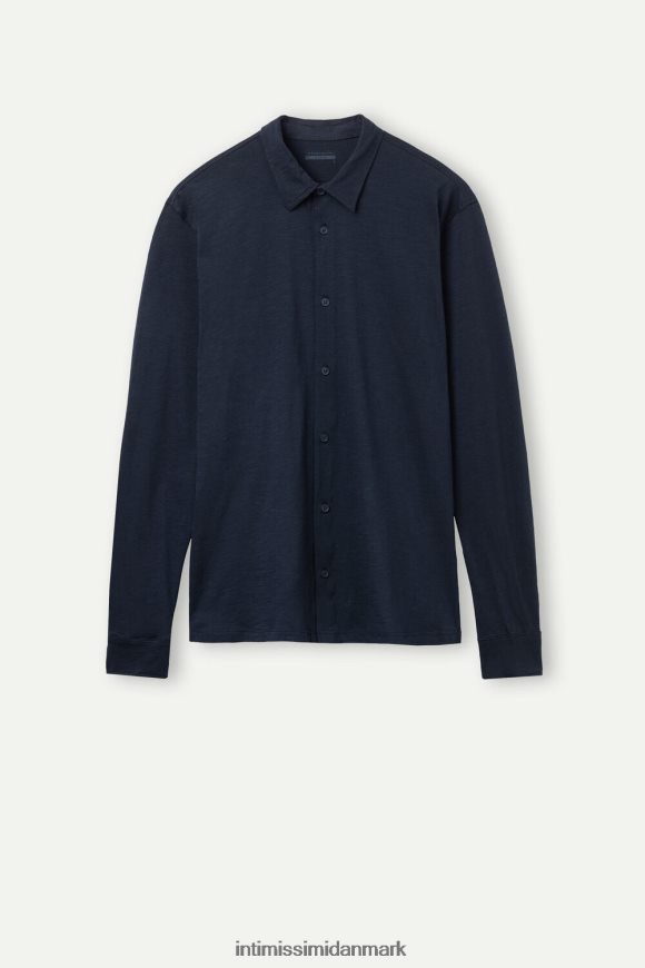 Intimissimi langærmet slub bomuldsskjorte Mænd 800-midnatsblå beklædning 8DZ4XJ213
