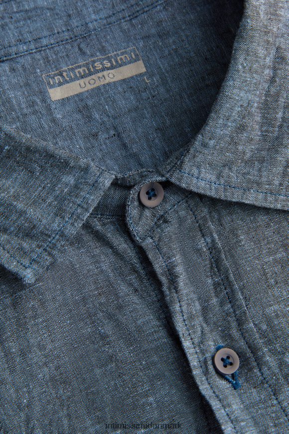 Intimissimi linned og bomuldsskjorte Mænd 288j-benzin blå beklædning 8DZ4XJ165