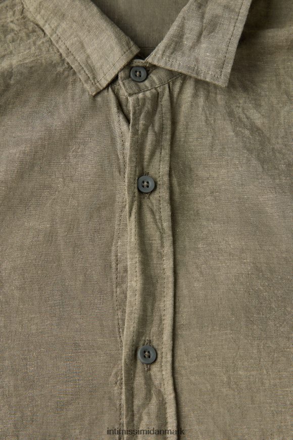 Intimissimi linned og bomuldsskjorte Mænd 289j-militærgrønt beklædning 8DZ4XJ163