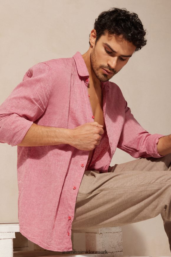 Intimissimi linned og bomuldsskjorte Mænd 290j-mørk pink beklædning 8DZ4XJ159