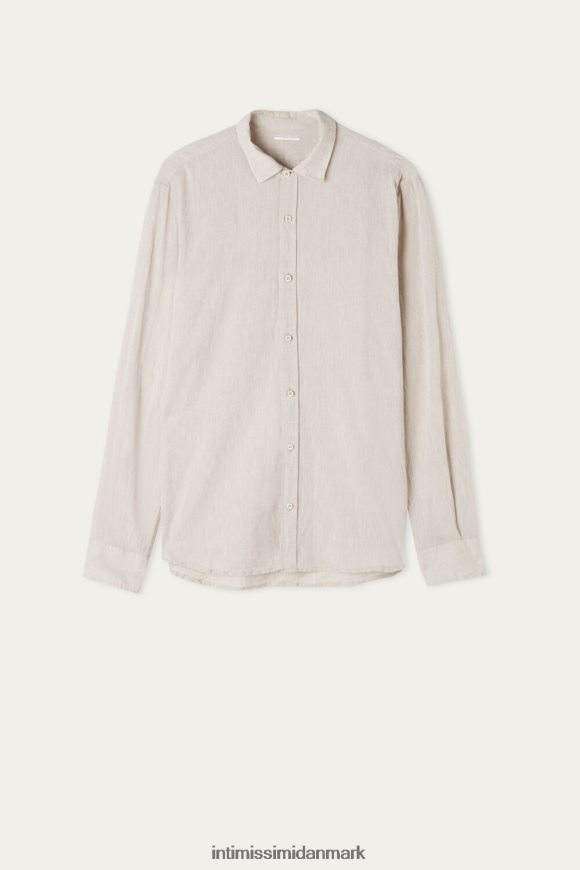 Intimissimi linned og bomuldsskjorte Mænd 917i-hvidt linned beklædning 8DZ4XJ209