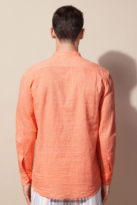 Intimissimi mandarin-kraveskjorte i hør og bomuld Mænd 293j-orange beklædning 8DZ4XJ158
