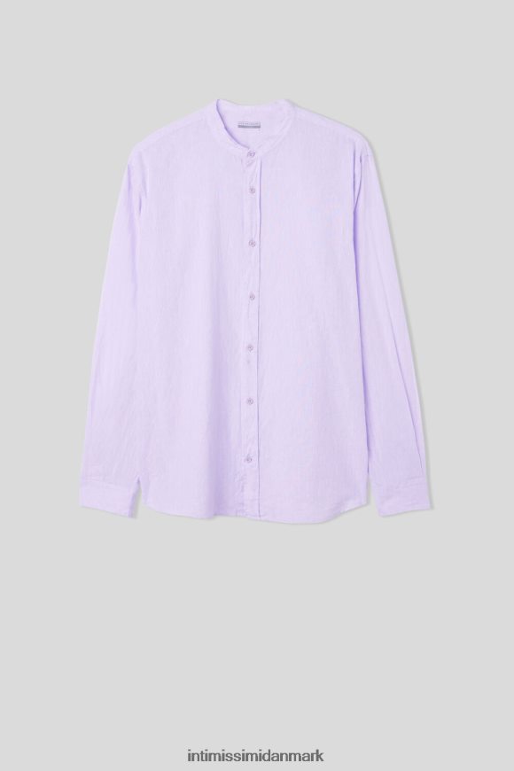 Intimissimi mandarin-kraveskjorte i hør og bomuld Mænd 294j-lilla beklædning 8DZ4XJ156