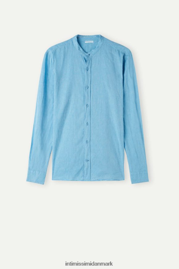 Intimissimi mandarin-kraveskjorte i hør og bomuld Mænd 296j-lyseblå beklædning 8DZ4XJ169