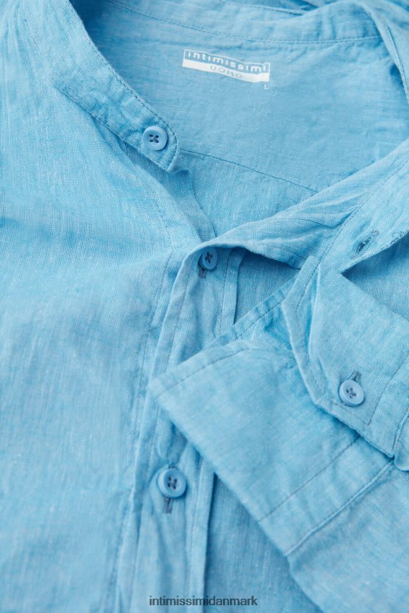 Intimissimi mandarin-kraveskjorte i hør og bomuld Mænd 296j-lyseblå beklædning 8DZ4XJ169