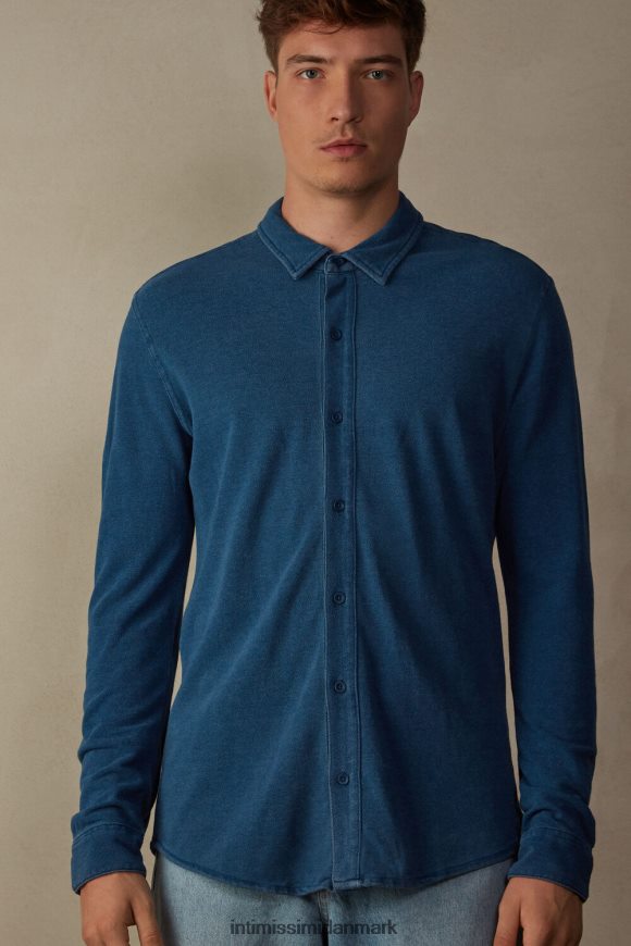 Intimissimi vasket kollektion pique-skjorte i bomuld Mænd 041j-denim blå melange beklædning 8DZ4XJ206