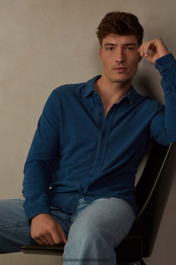 Intimissimi vasket kollektion pique-skjorte i bomuld Mænd 041j-denim blå melange beklædning 8DZ4XJ206