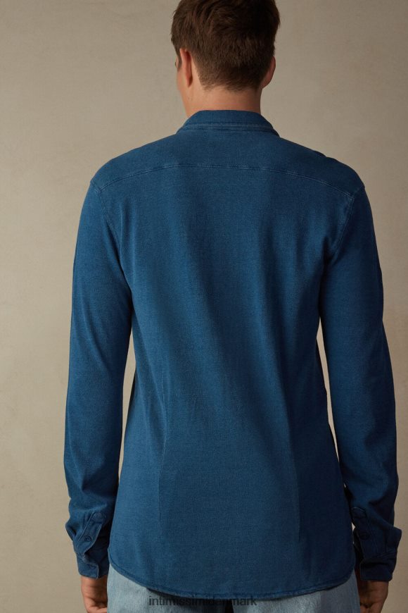 Intimissimi vasket kollektion pique-skjorte i bomuld Mænd 041j-denim blå melange beklædning 8DZ4XJ206