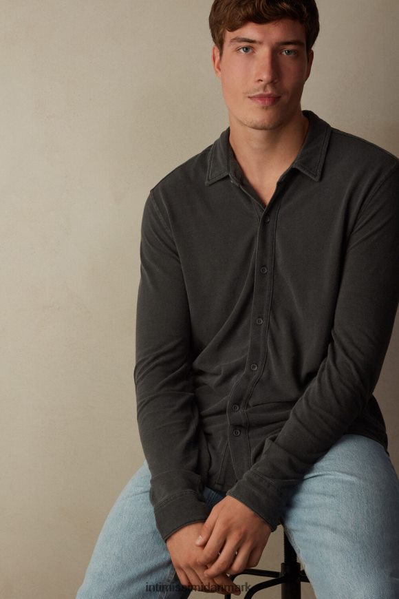 Intimissimi vasket kollektion pique-skjorte i bomuld Mænd 042j-vasket grå beklædning 8DZ4XJ205