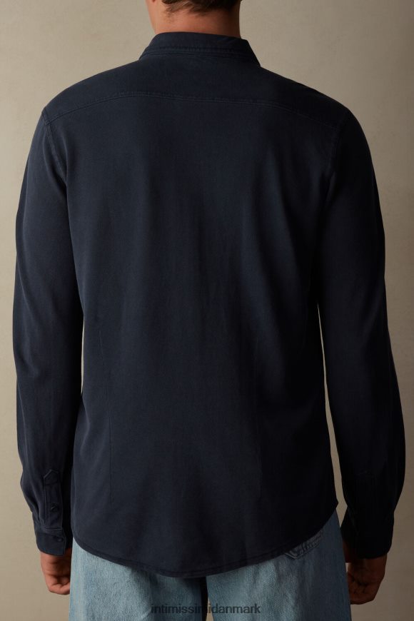 Intimissimi vasket kollektion pique-skjorte i bomuld Mænd 043j-vasket blå beklædning 8DZ4XJ204