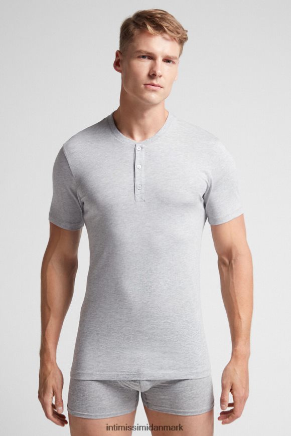 Intimissimi kortærmet supima bomuldsskjorte Mænd 031-lysegrå melange beklædning 8DZ4XJ233