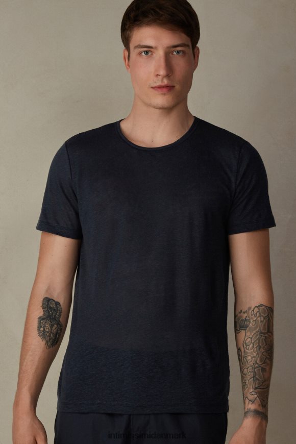 Intimissimi kortærmet t-shirt i hør Mænd 800-midnatsblå beklædning 8DZ4XJ222