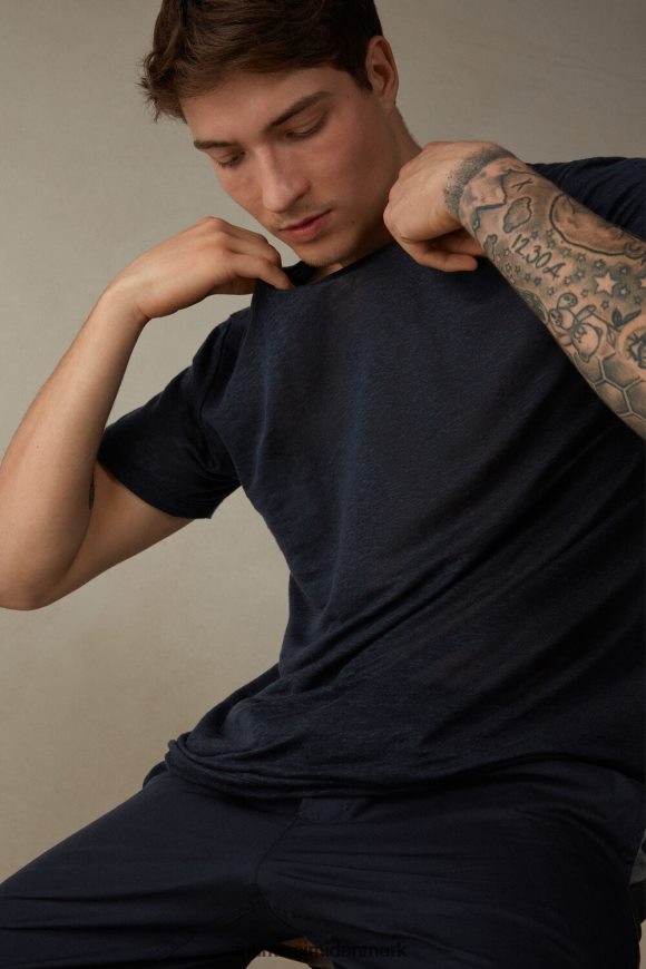 Intimissimi kortærmet t-shirt i hør Mænd 800-midnatsblå beklædning 8DZ4XJ222