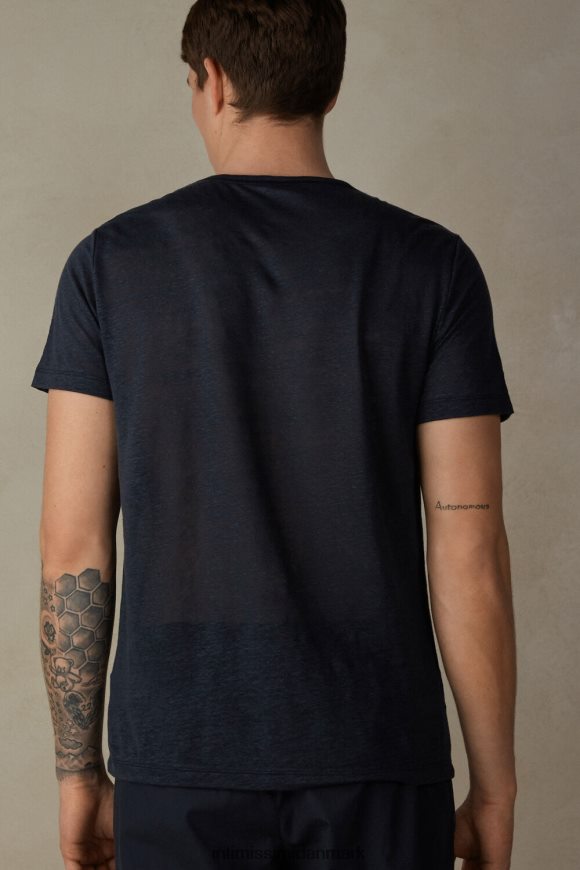 Intimissimi kortærmet t-shirt i hør Mænd 800-midnatsblå beklædning 8DZ4XJ222