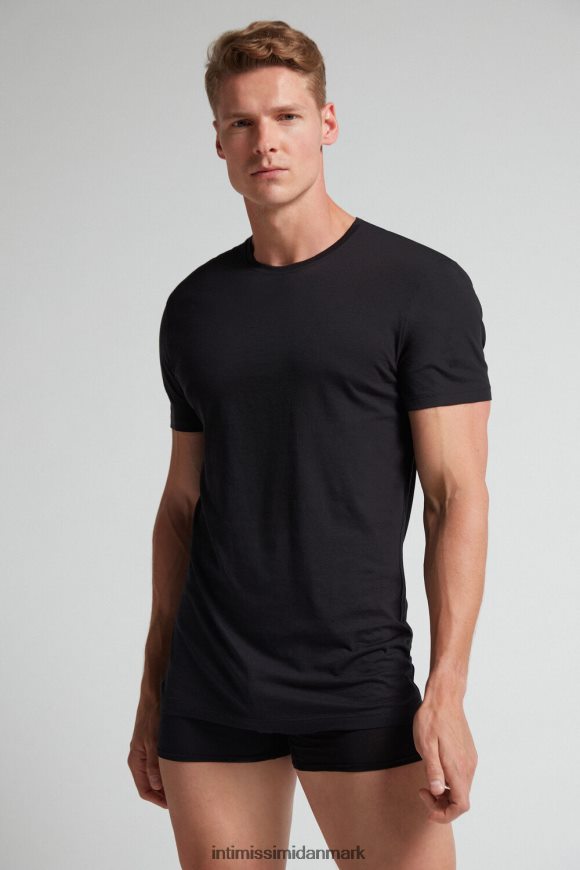Intimissimi kortærmet t-shirt med rund hals i ekstra fin supima bomuld Mænd 019-sort beklædning 8DZ4XJ289