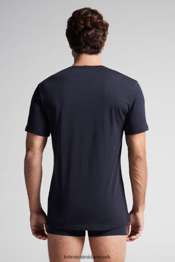 Intimissimi kortærmet t-shirt med rund hals i supima bomuld Mænd 800-midnatsblå beklædning 8DZ4XJ295