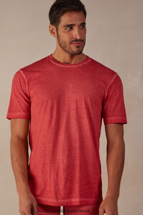 Intimissimi olievasket kortærmet bomuldstop Mænd 318j-olie rød beklædning 8DZ4XJ178