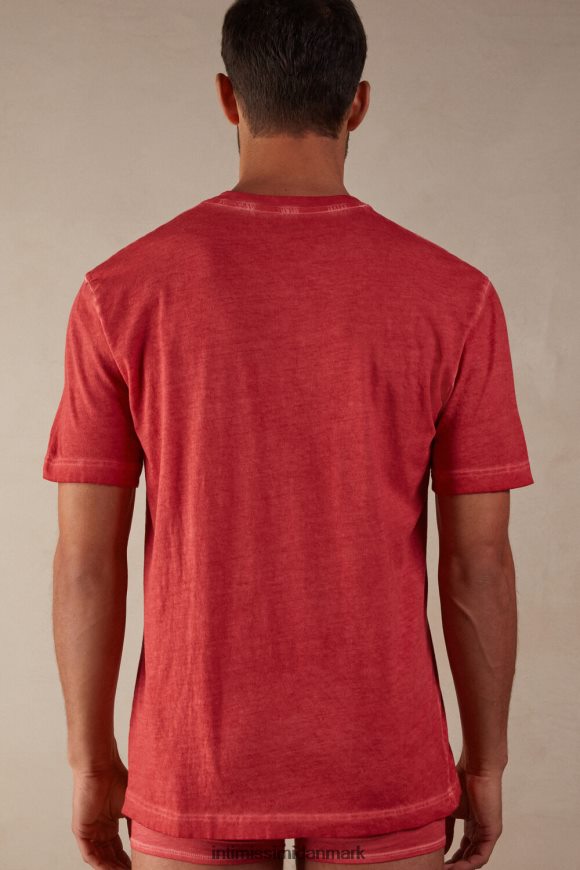 Intimissimi olievasket kortærmet bomuldstop Mænd 318j-olie rød beklædning 8DZ4XJ178