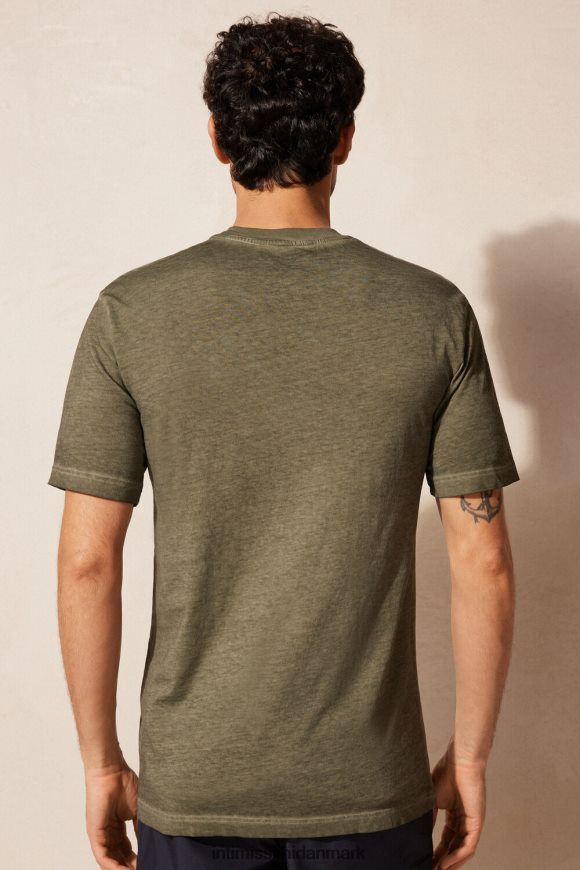 Intimissimi olievasket kortærmet bomuldstop Mænd 319j-grøn olie beklædning 8DZ4XJ161