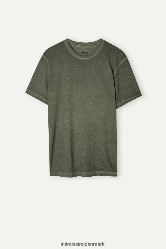 Intimissimi olievasket kortærmet bomuldstop Mænd 319j-grøn olie beklædning 8DZ4XJ161