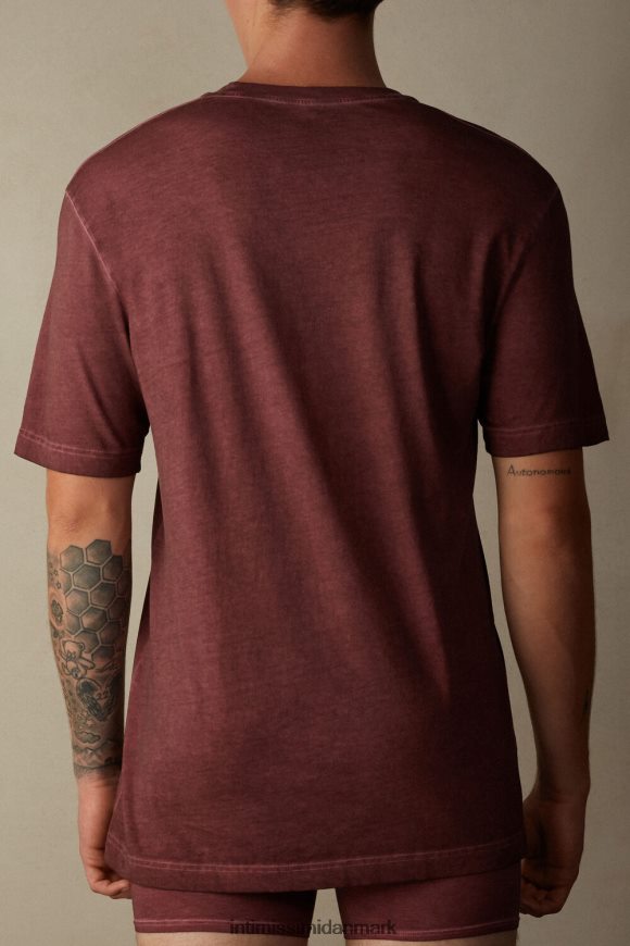 Intimissimi olievasket kortærmet bomuldstop Mænd 4891-bordeaux vasket beklædning 8DZ4XJ207