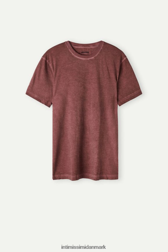 Intimissimi olievasket kortærmet bomuldstop Mænd 4891-bordeaux vasket beklædning 8DZ4XJ207