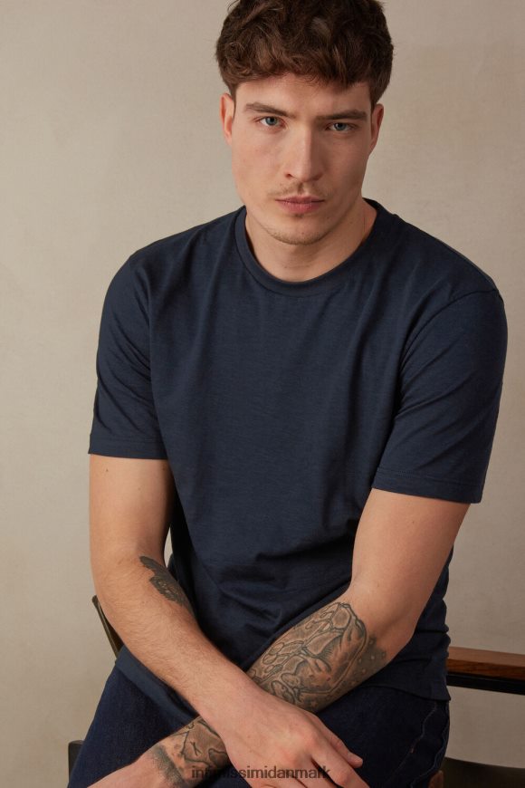 Intimissimi slub bomuld t-shirt Mænd 800-midnatsblå beklædning 8DZ4XJ192