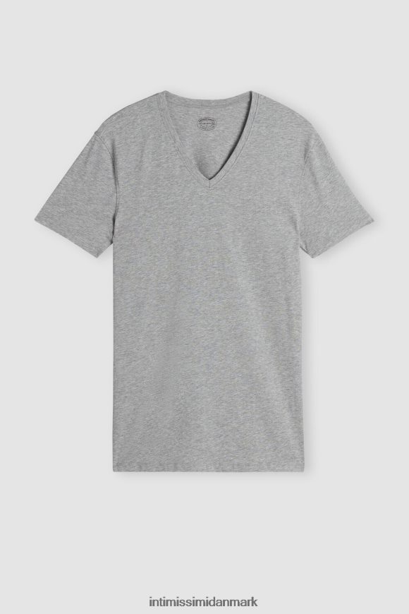 Intimissimi stræk supima bomulds t-shirt med v-hals Mænd 031-lysegrå melange beklædning 8DZ4XJ284