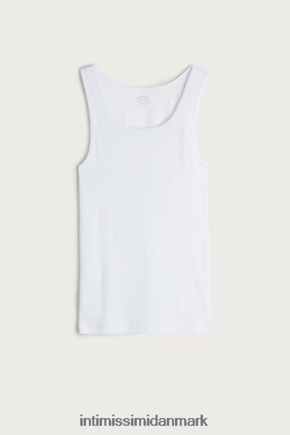 Intimissimi ribbet top i bomuld i supima Mænd 001-hvid beklædning 8DZ4XJ244