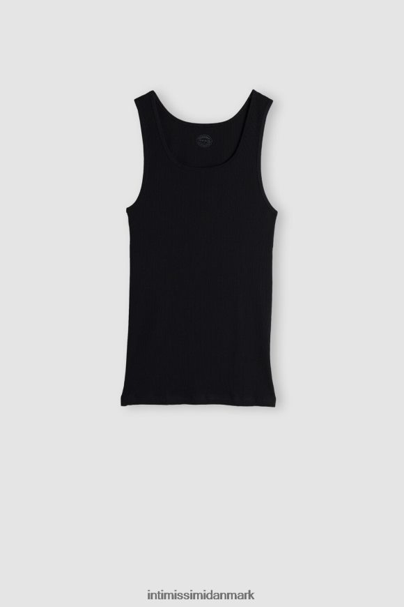 Intimissimi ribbet top i bomuld i supima Mænd 019-sort beklædning 8DZ4XJ243