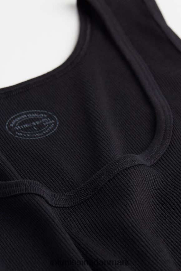 Intimissimi ribbet top i bomuld i supima Mænd 019-sort beklædning 8DZ4XJ243