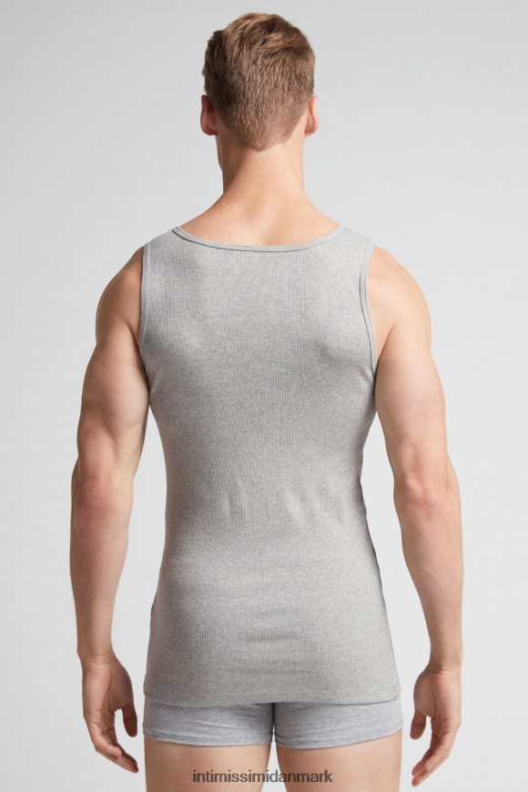 Intimissimi ribbet top i bomuld i supima Mænd 031-lysegrå melange beklædning 8DZ4XJ242