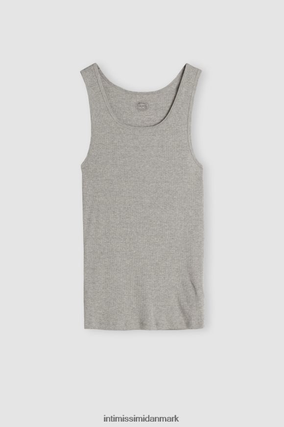 Intimissimi ribbet top i bomuld i supima Mænd 031-lysegrå melange beklædning 8DZ4XJ242