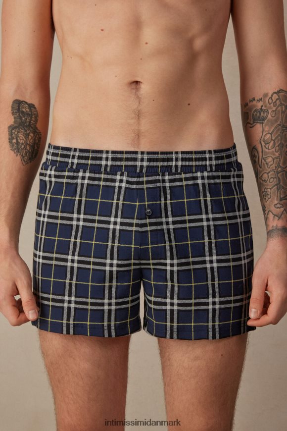 Intimissimi løstsiddende jersey-boksere i tartan bomuld Mænd 171j-blå/gul tartan print undertøj 8DZ4XJ43