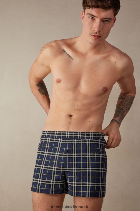 Intimissimi løstsiddende jersey-boksere i tartan bomuld Mænd 171j-blå/gul tartan print undertøj 8DZ4XJ43