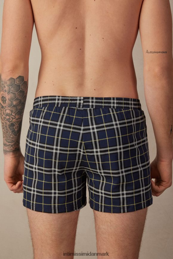 Intimissimi løstsiddende jersey-boksere i tartan bomuld Mænd 171j-blå/gul tartan print undertøj 8DZ4XJ43