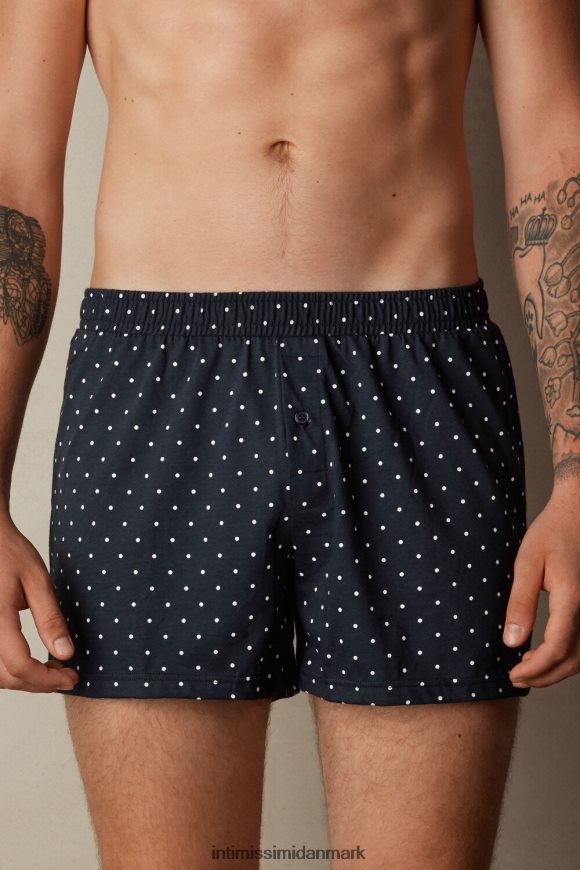 Intimissimi mønstrede boxershorts i bomuldsjersey med løs pasform Mænd 049j-prikker-print midnatsblå undertøj 8DZ4XJ72