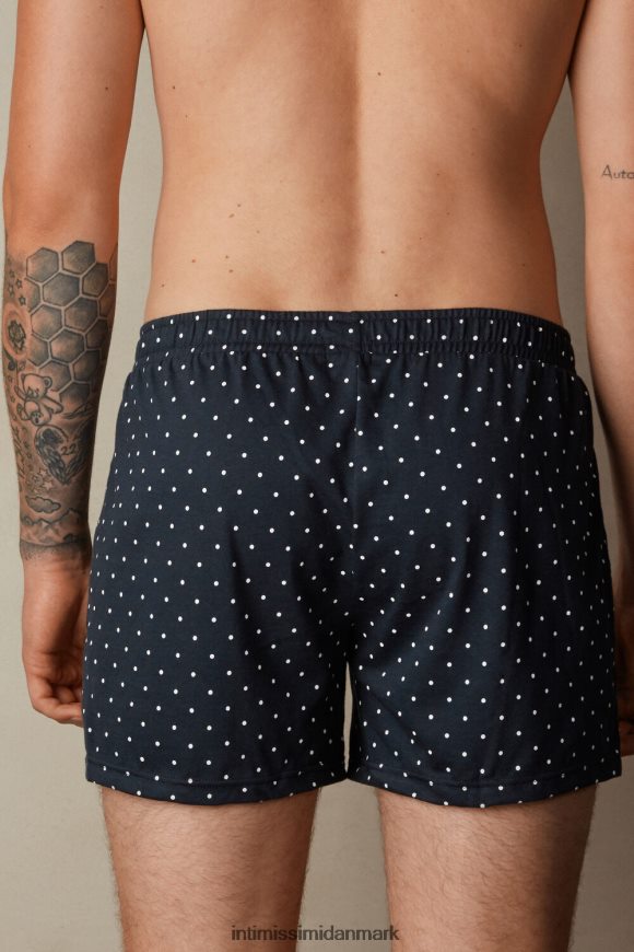 Intimissimi mønstrede boxershorts i bomuldsjersey med løs pasform Mænd 049j-prikker-print midnatsblå undertøj 8DZ4XJ72