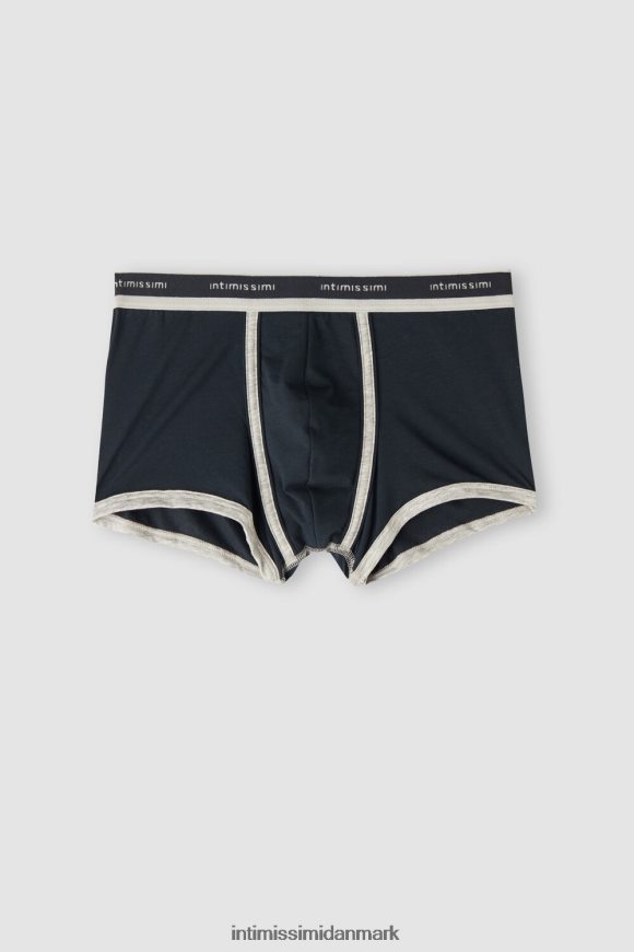 Intimissimi naturlig frisk supima bomuldsbokser med logo Mænd 320j-midnatsblå/lysegrå melange undertøj 8DZ4XJ41