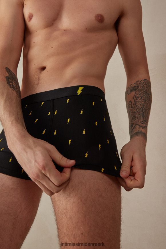 Intimissimi stræk supima bomuld lynbolt boxers Mænd 197j-lyn-print sort undertøj 8DZ4XJ34