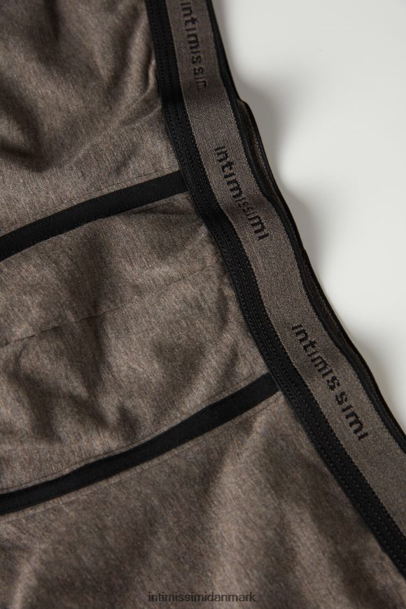 Intimissimi stræk supima boxershorts i bomuld med logodetalje Mænd 128j-brun melange/sort undertøj 8DZ4XJ60