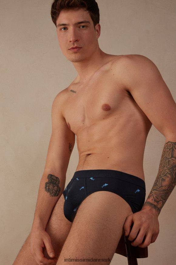 Intimissimi hajprint naturlige friske supima bomuldstrusser Mænd 315j-haj-print midnatsblå undertøj 8DZ4XJ29