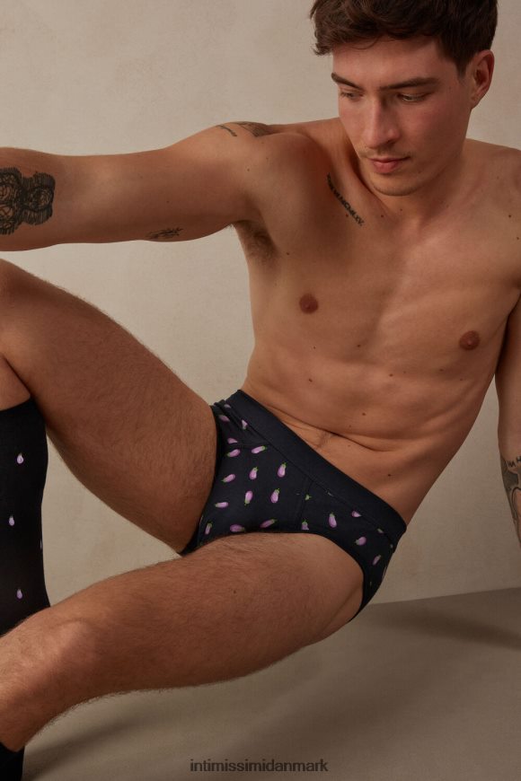 Intimissimi stræk supima aubergine trusser i bomuld Mænd 181j-aubergine-print midnatsblå undertøj 8DZ4XJ42