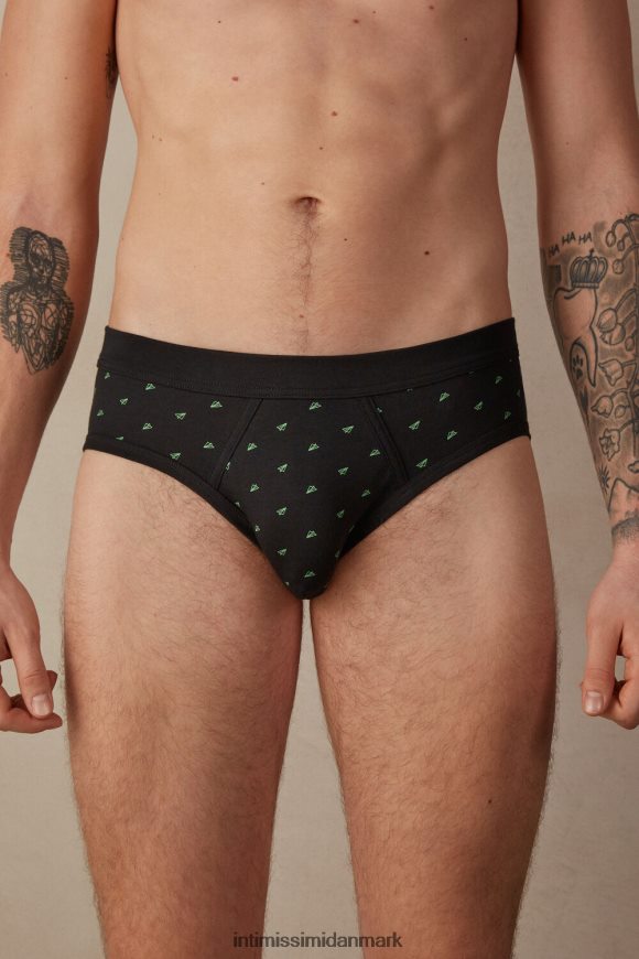 Intimissimi strækbare supima bomuldsflyetrusser Mænd 194j-papir plan-print sort undertøj 8DZ4XJ35